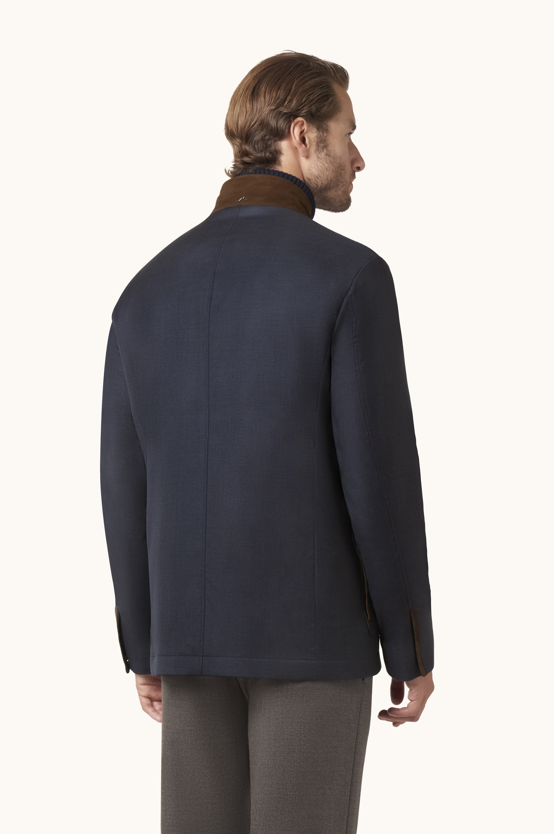 Field jacket en laine avec d&eacute;tails en su&egrave;de image number 3