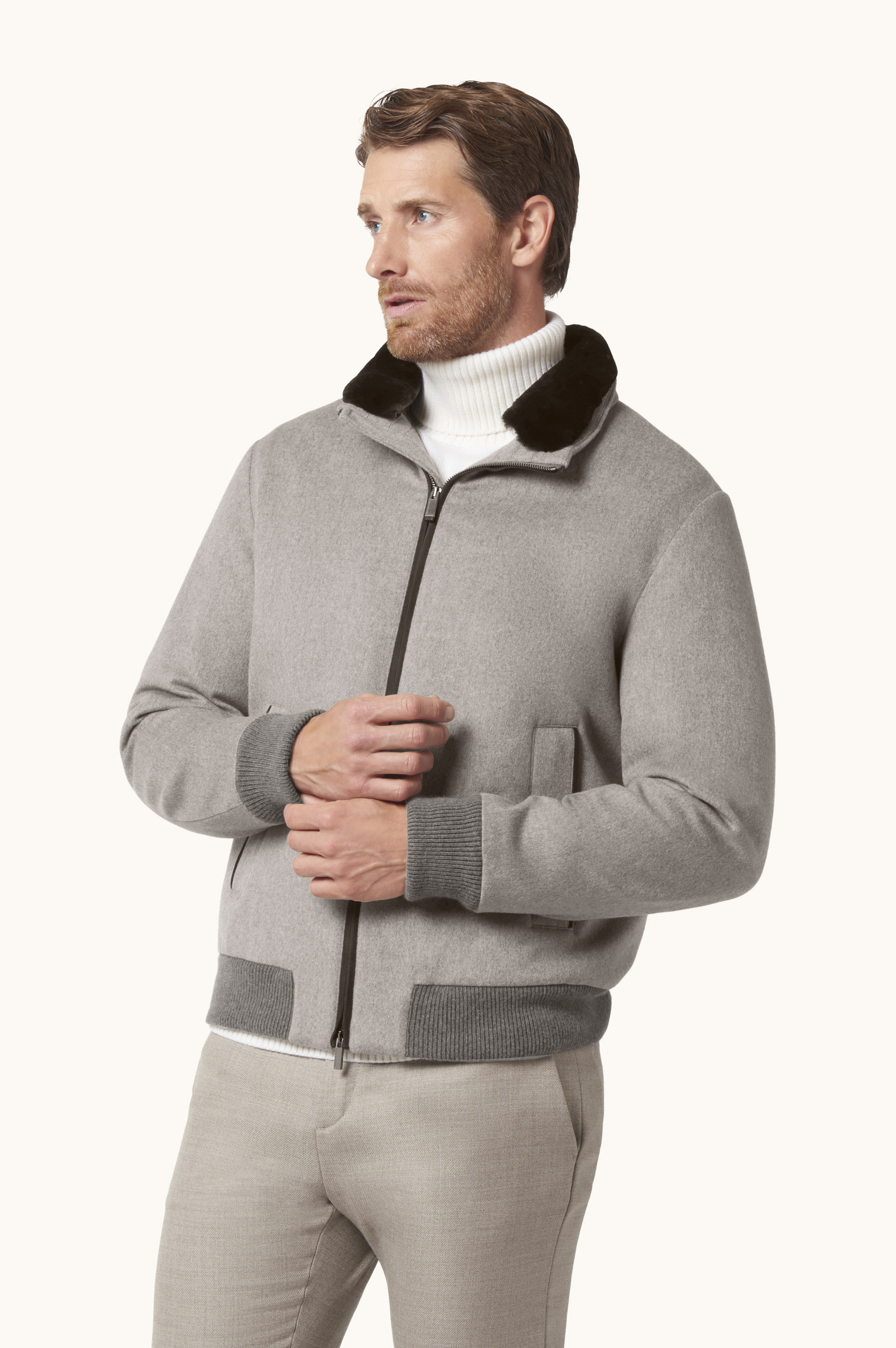 Cashmere Blouson with Suede Details image number 0