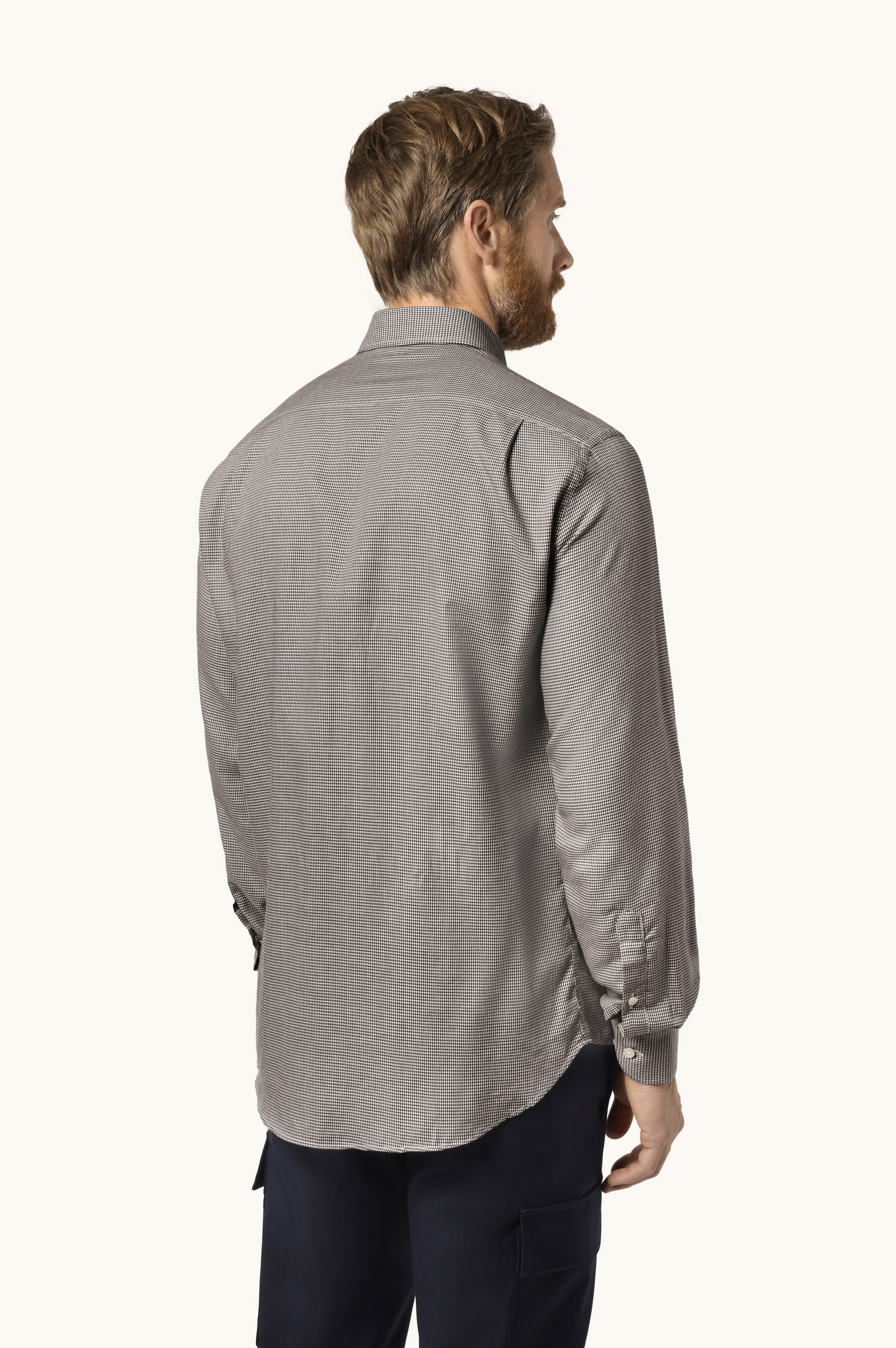 X-Soft cotton shirt with small check pattern image number 3