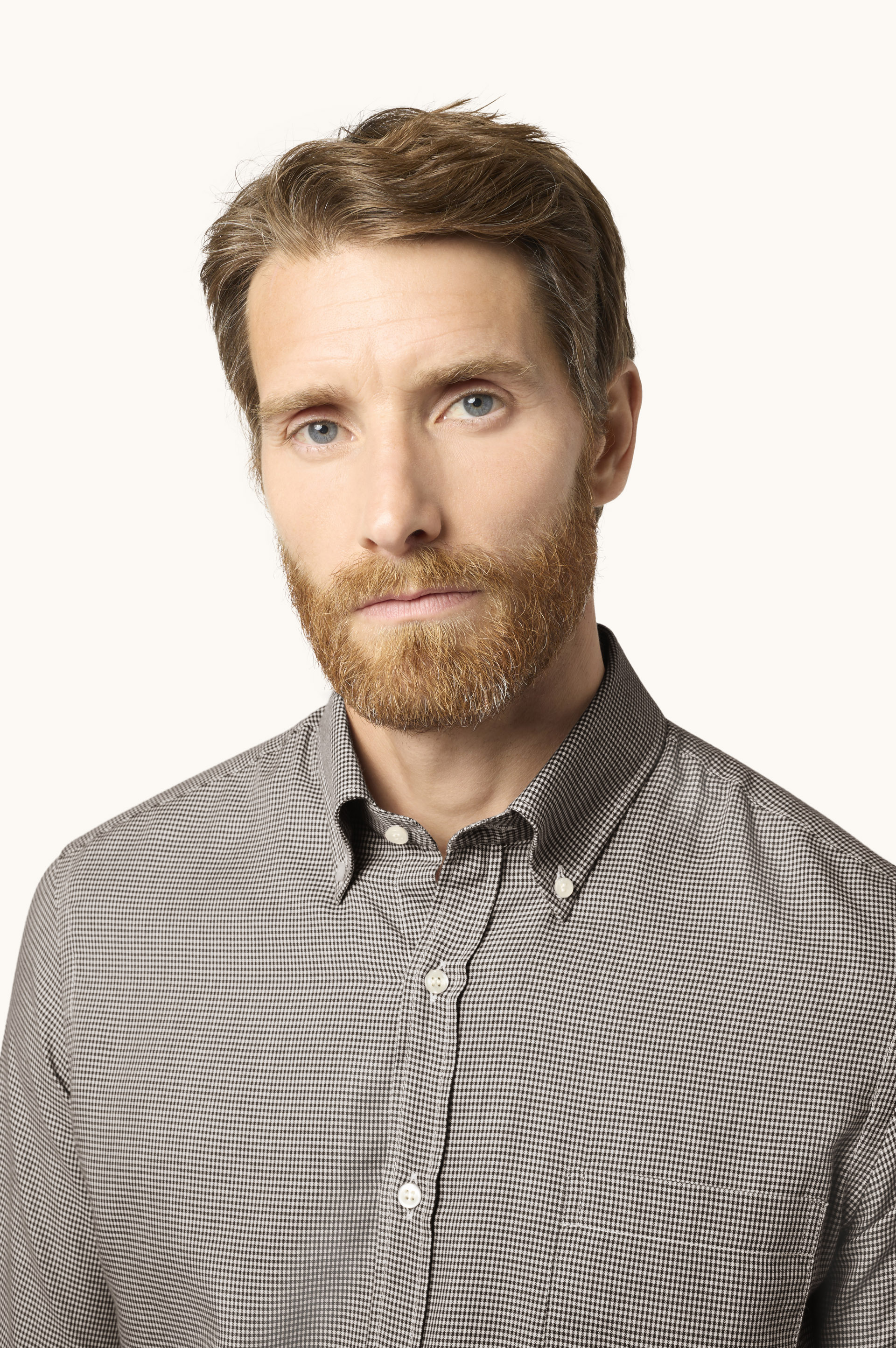 X-Soft cotton shirt with small check pattern image number 4