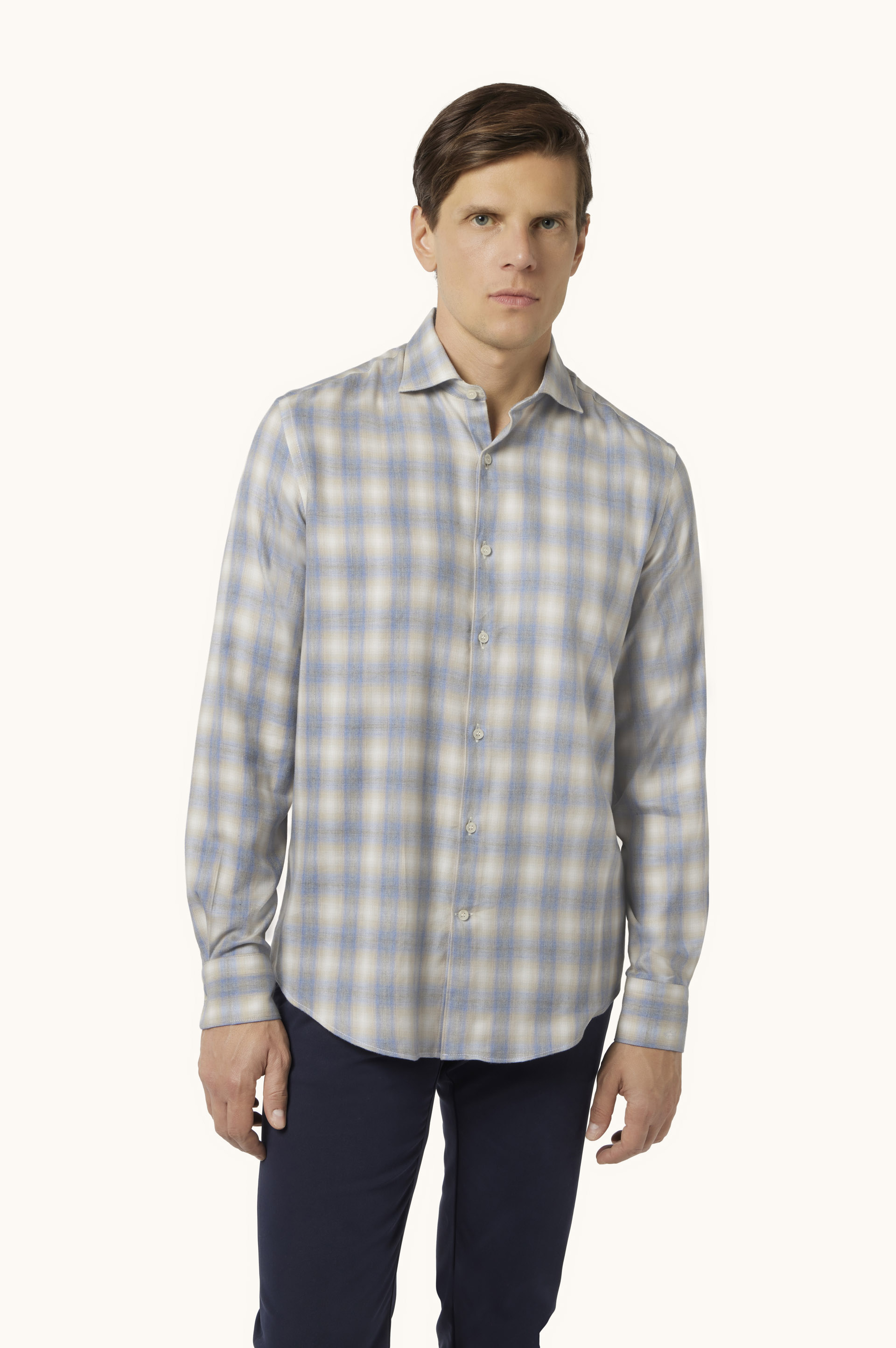X-Soft Cotton Flannel Shirt with Checked Pattern image number 0