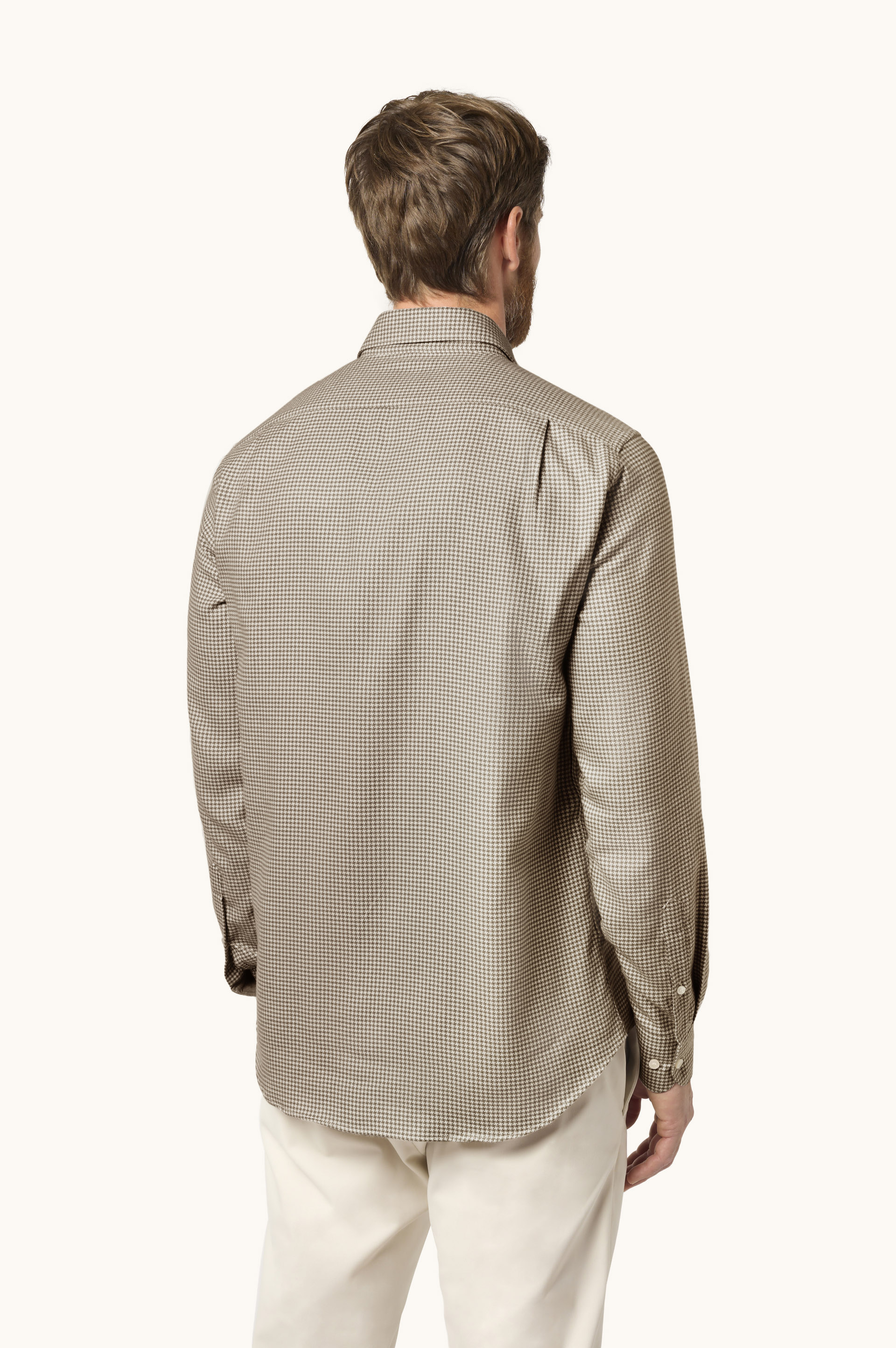 X-Soft cotton flannel shirt with houndstooth pattern image number 3