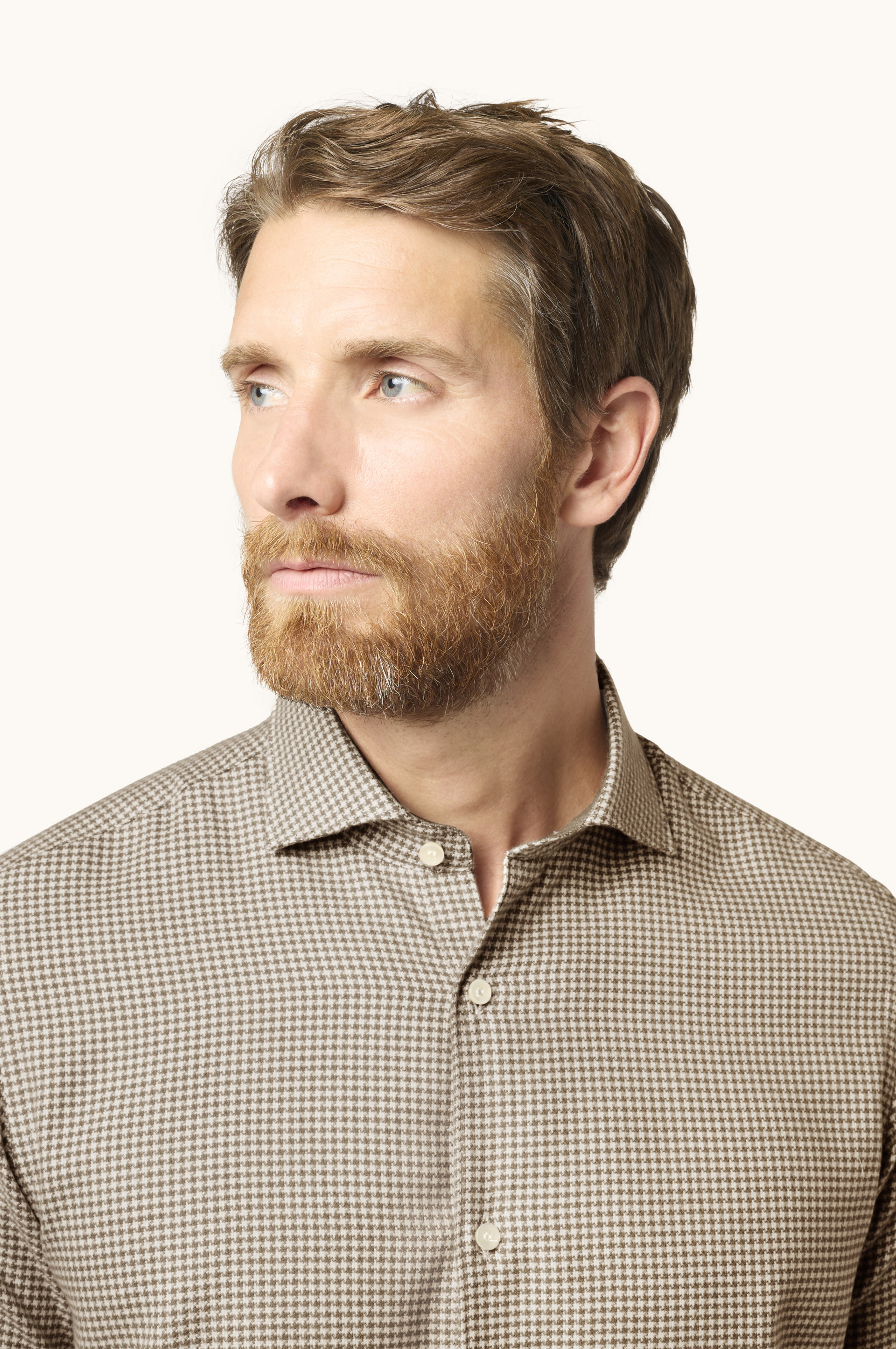 X-Soft cotton flannel shirt with houndstooth pattern image number 4