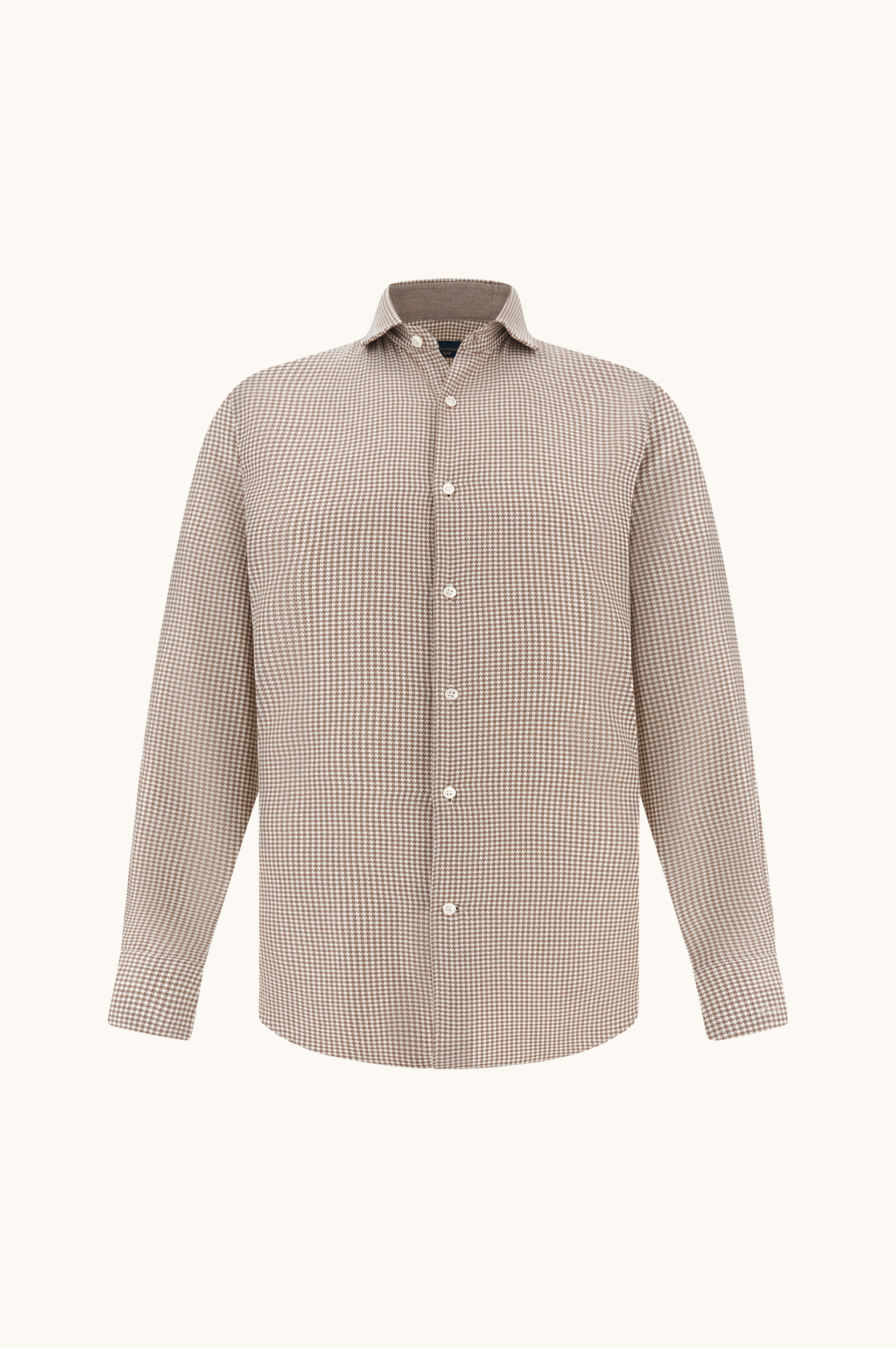 X-Soft cotton flannel shirt with houndstooth pattern image number 1