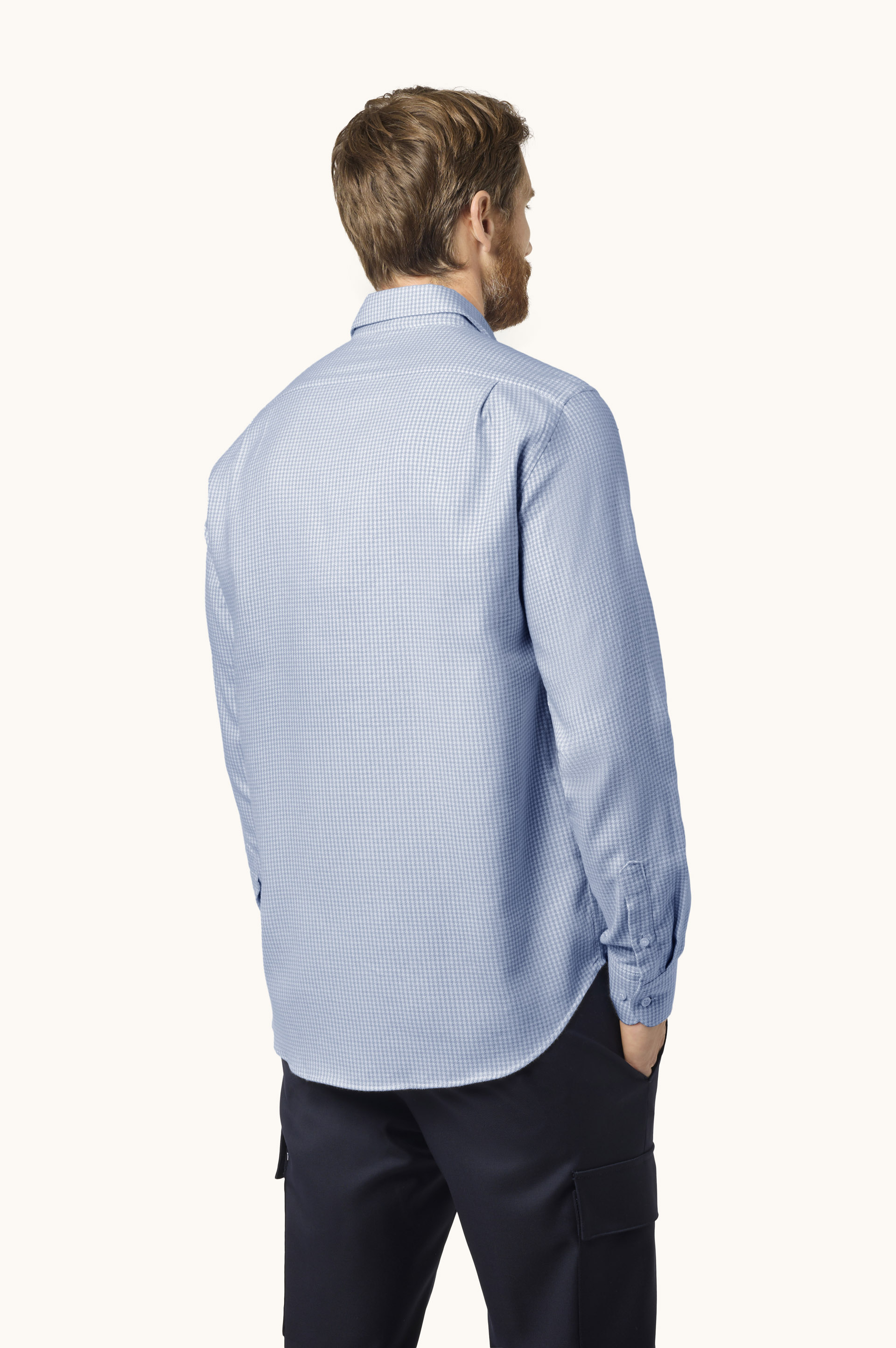 Camisa X-Soft en franela de algod&oacute;n con motivo pied de poule image number 3