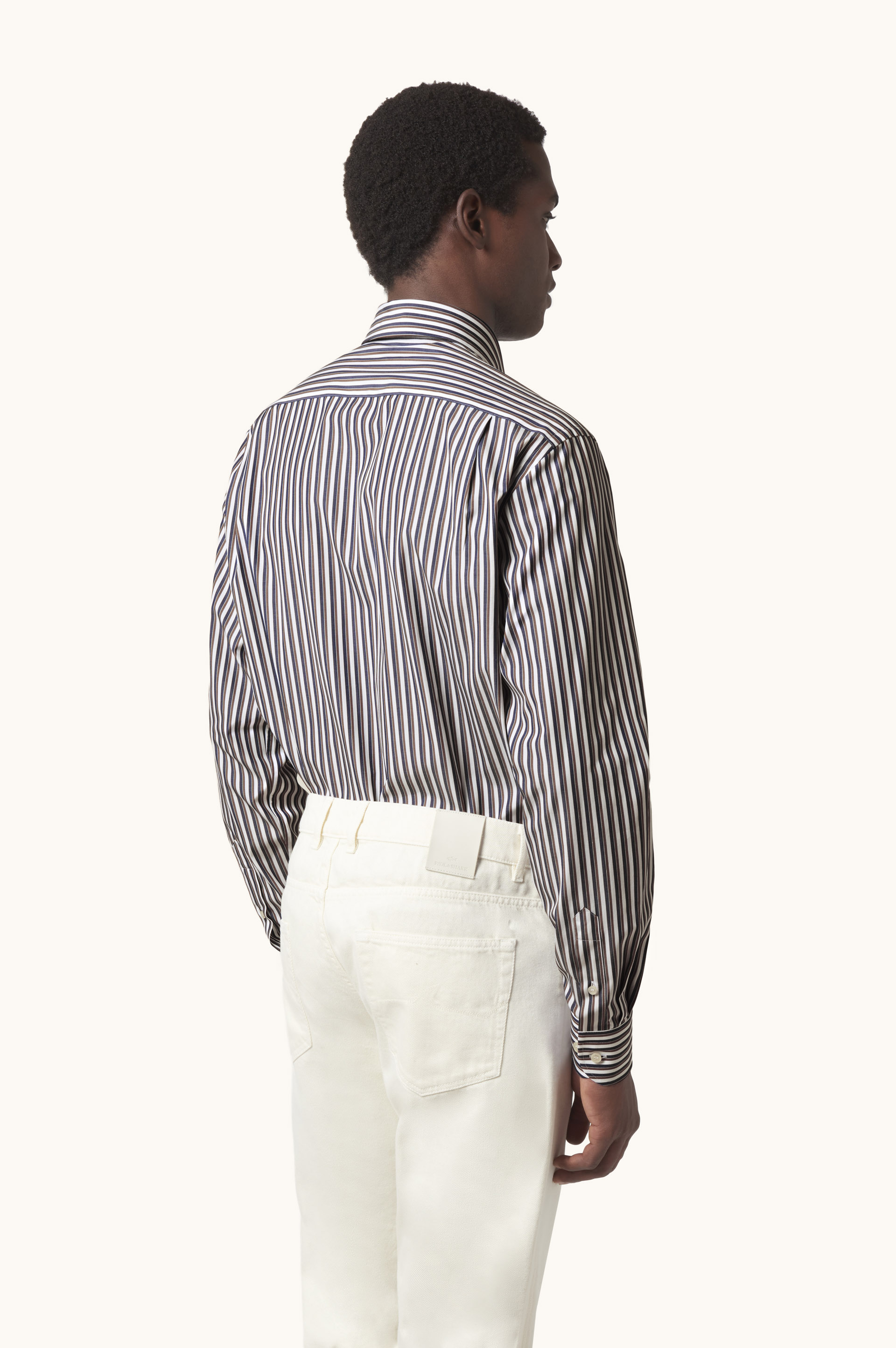 Cotton Poplin Shirt with Striped Pattern image number 3