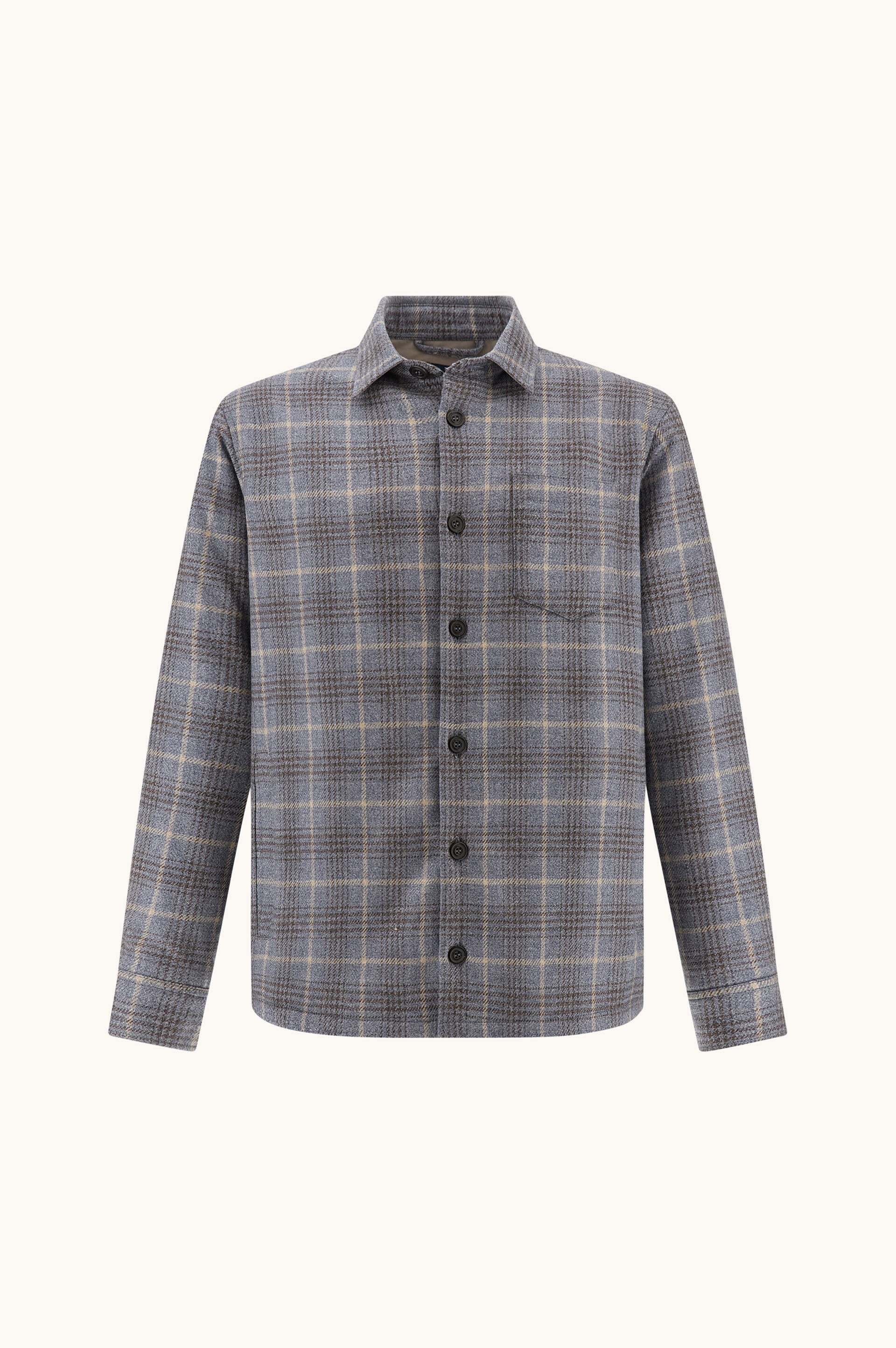 Checked Wool and Silk Overshirt image number 0