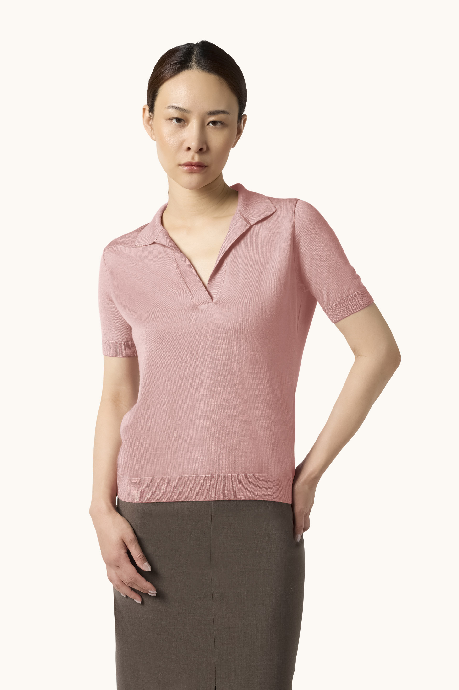 Wool and Silk Open-Collar Polo image number 0