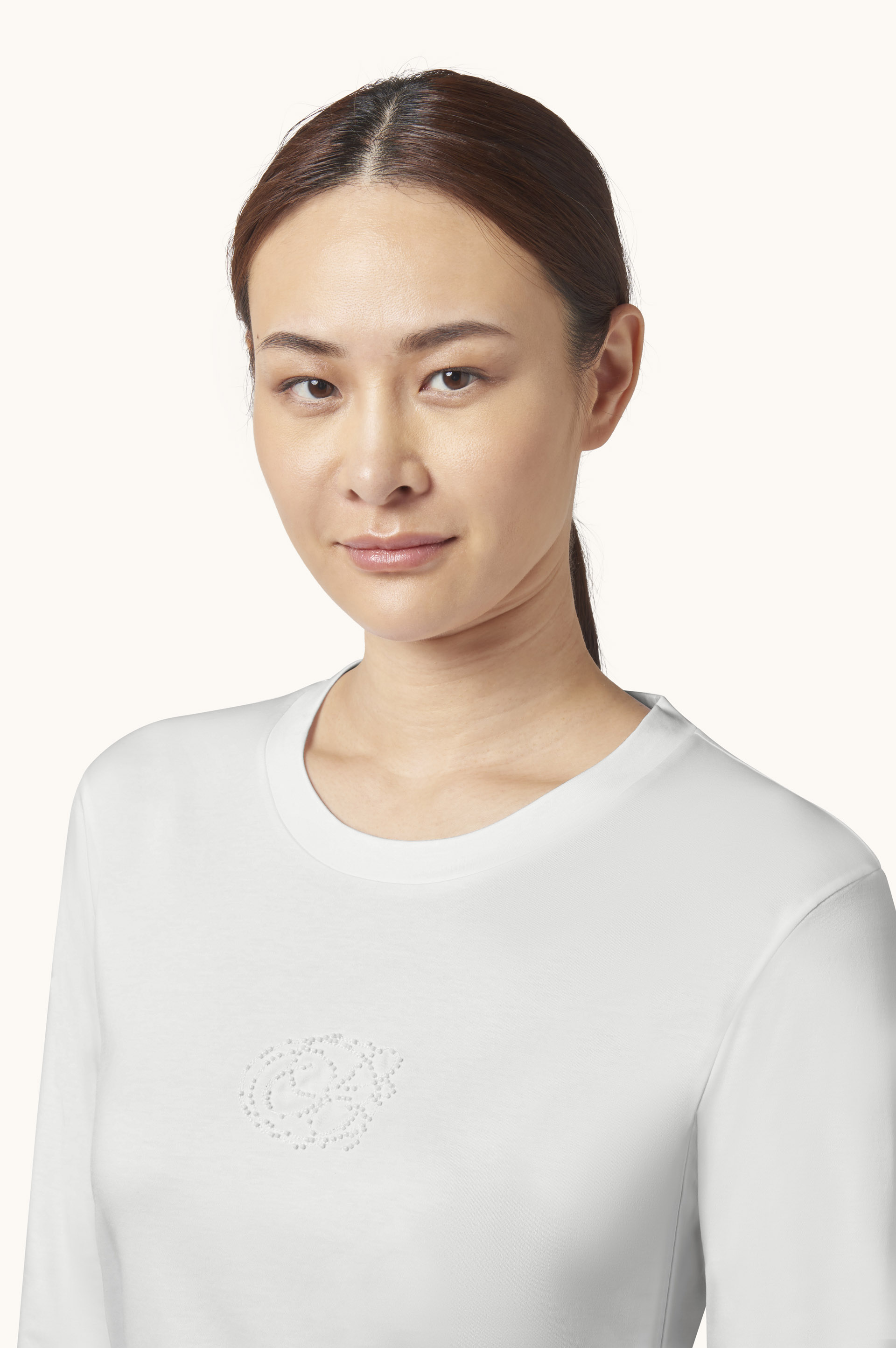 Supima&reg; Cotton Jersey T-Shirt with Beaded Logo Embroidery image number 2
