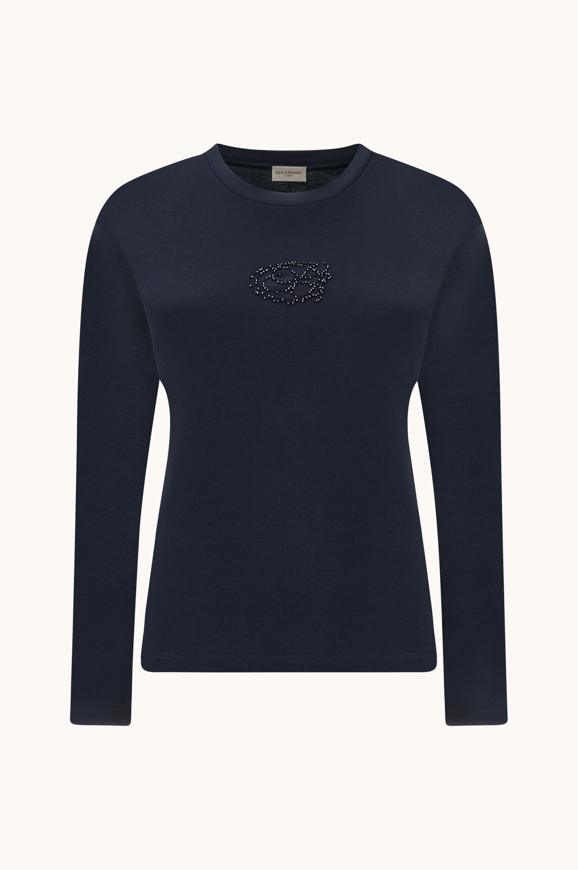 Camiseta de jersey de algod&oacute;n Supima&reg; con logotipo bordado con cuentas image number 1