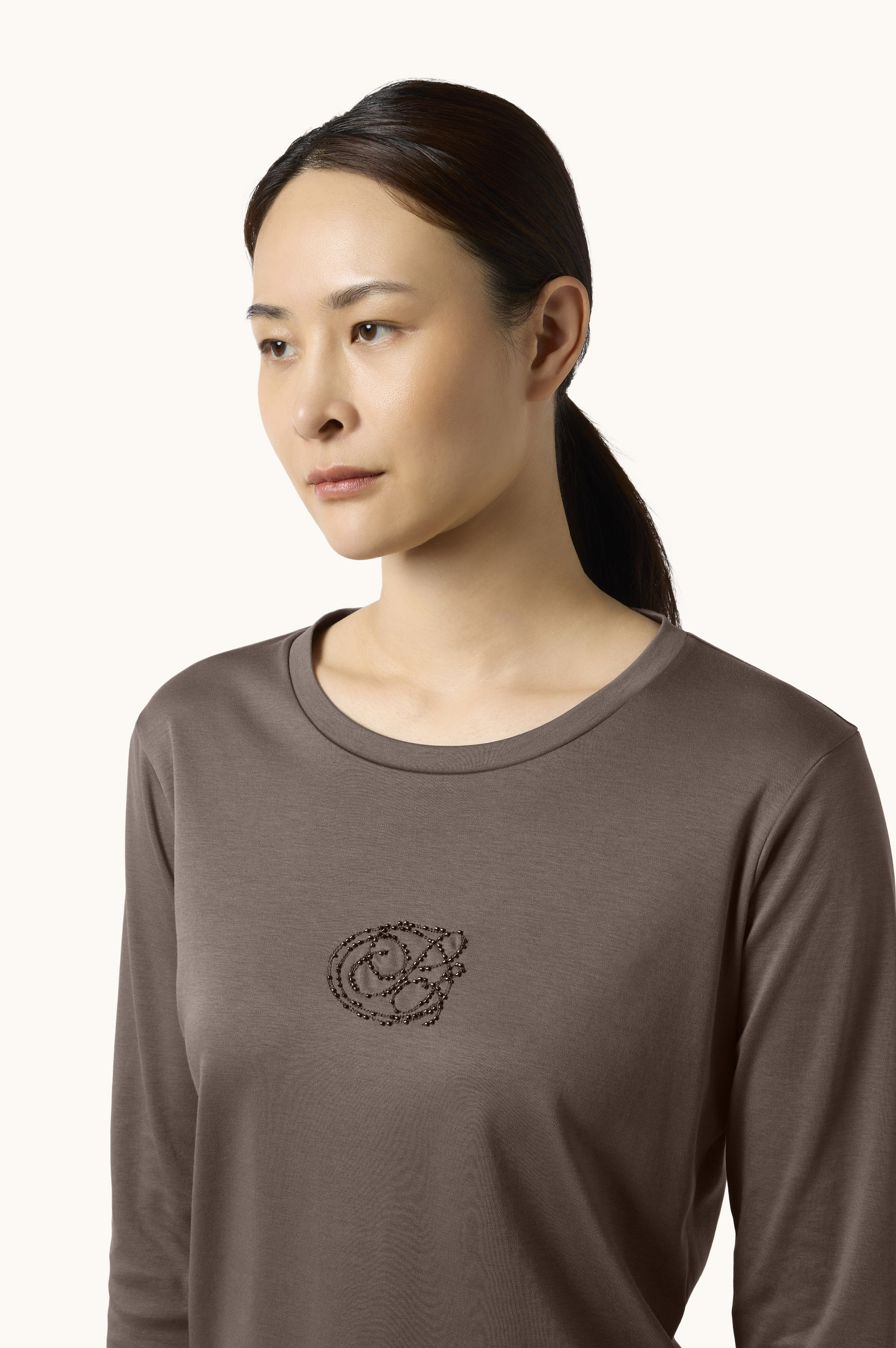 Supima&reg; Cotton Jersey T-Shirt with Beaded Logo Embroidery image number 4