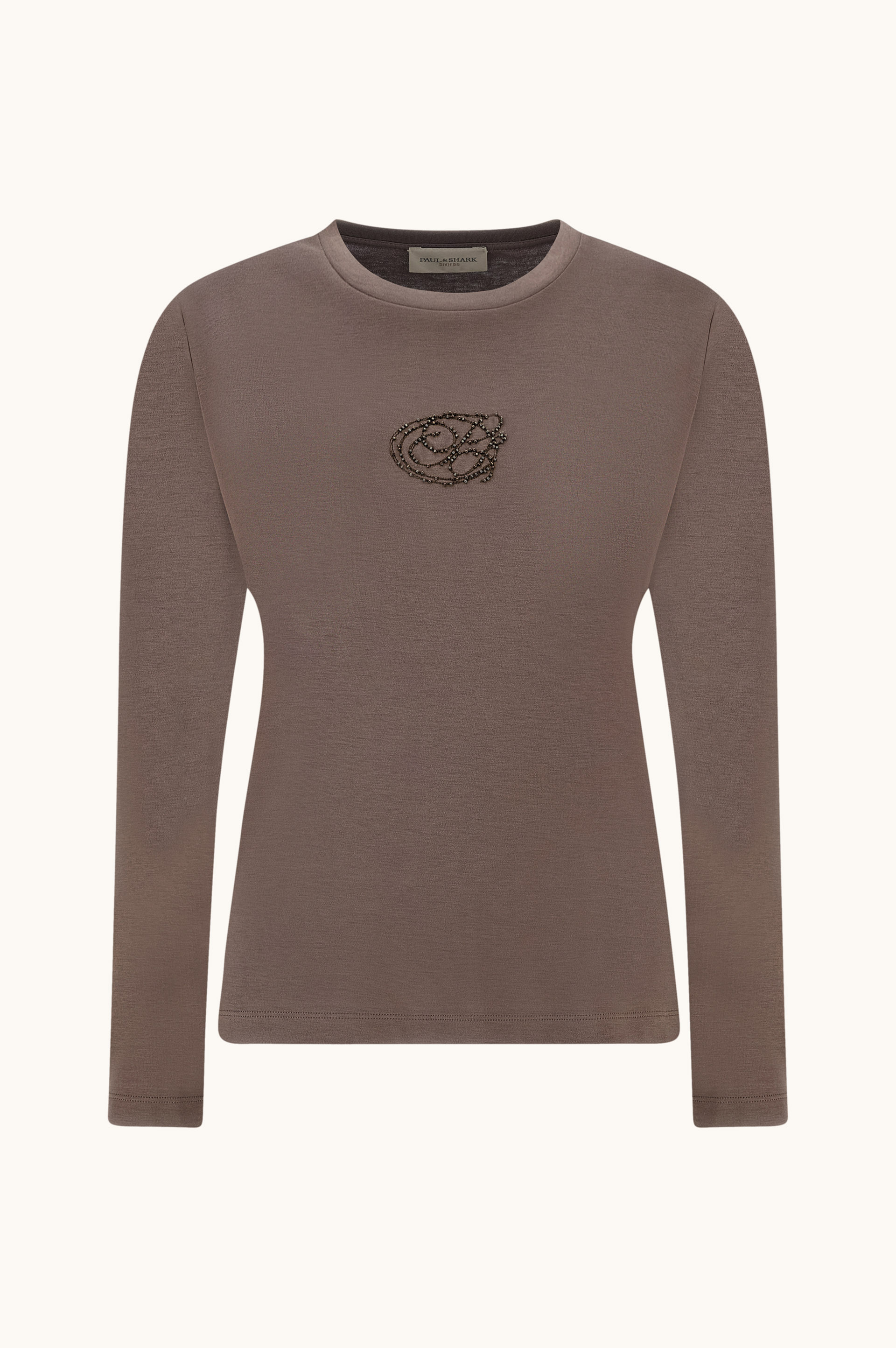 Supima&reg; Cotton Jersey T-Shirt with Beaded Logo Embroidery image number 1