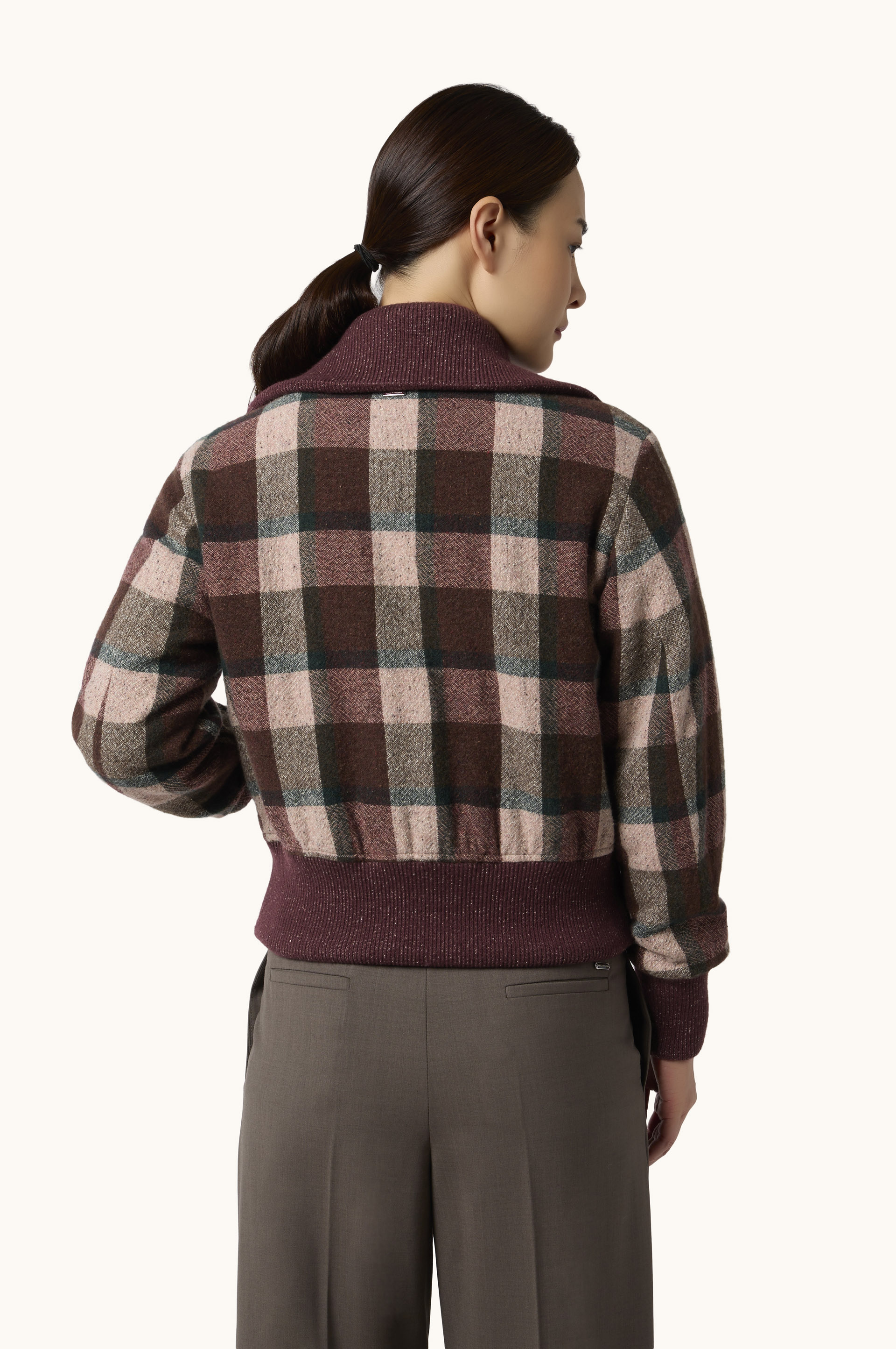 Wool Bomber Jacket with Check Pattern image number 3