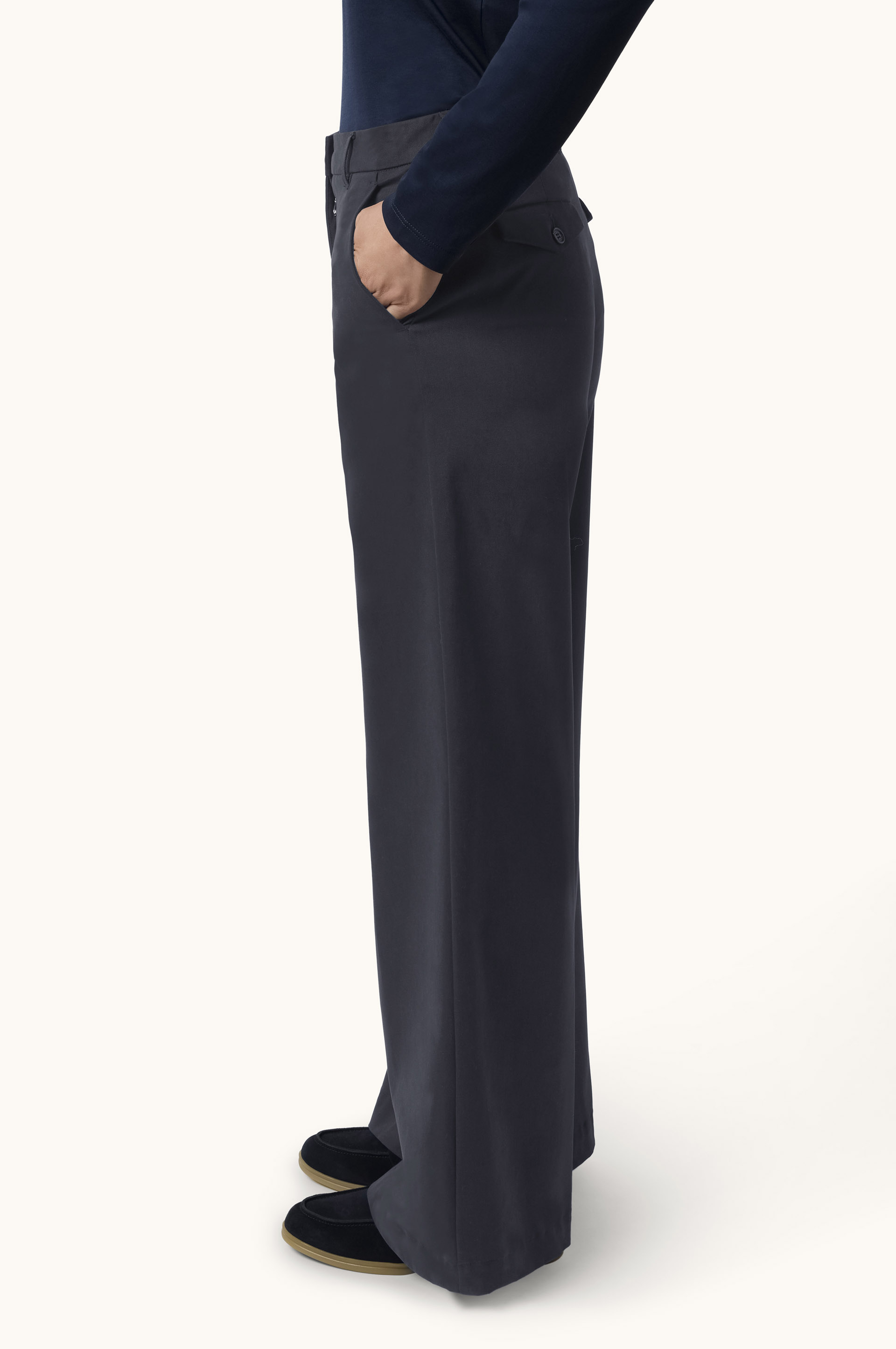 Stretch Cotton Twill Palazzo Trousers image number 5