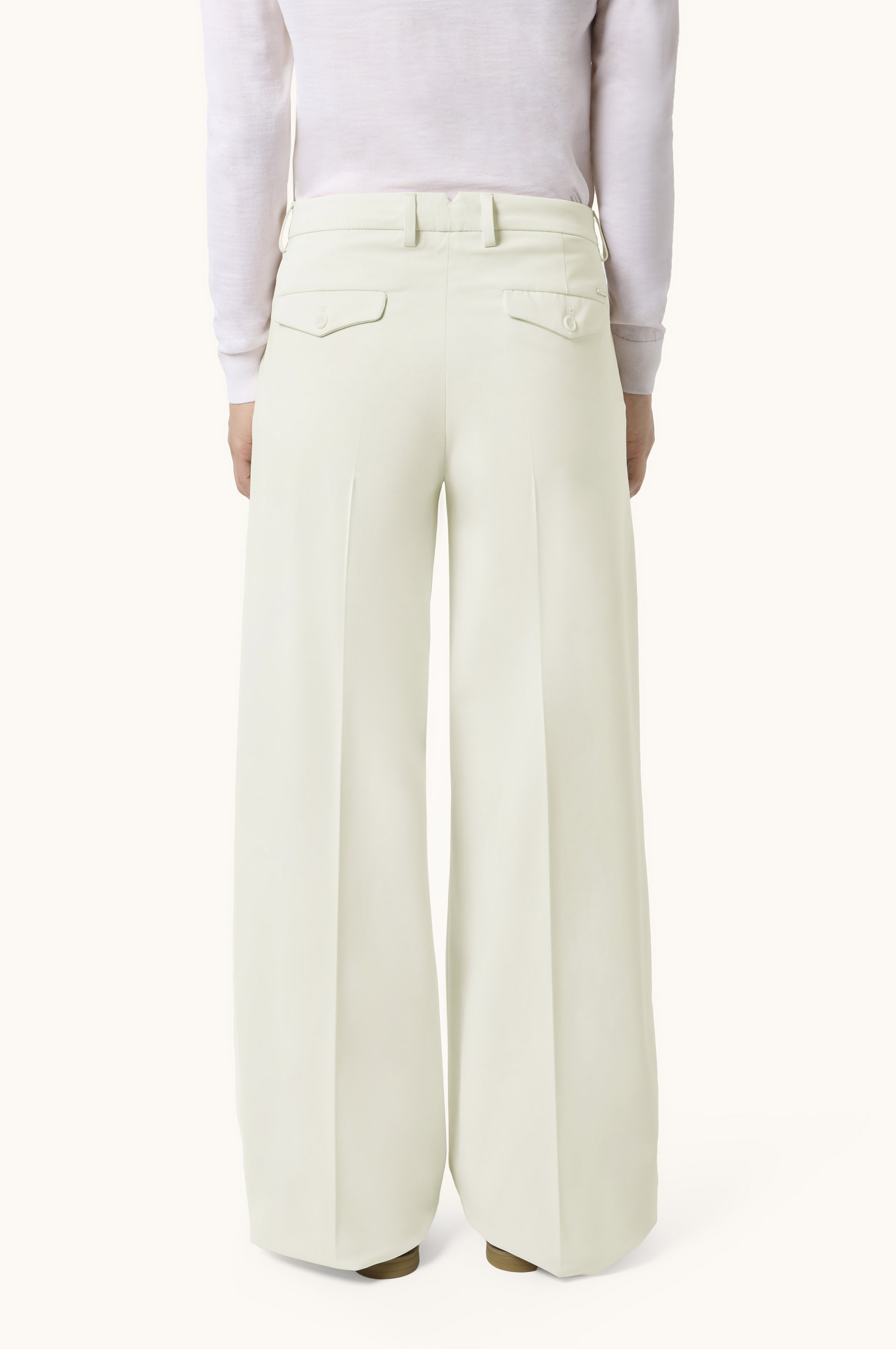 Stretch Cotton Twill Palazzo Trousers image number 3