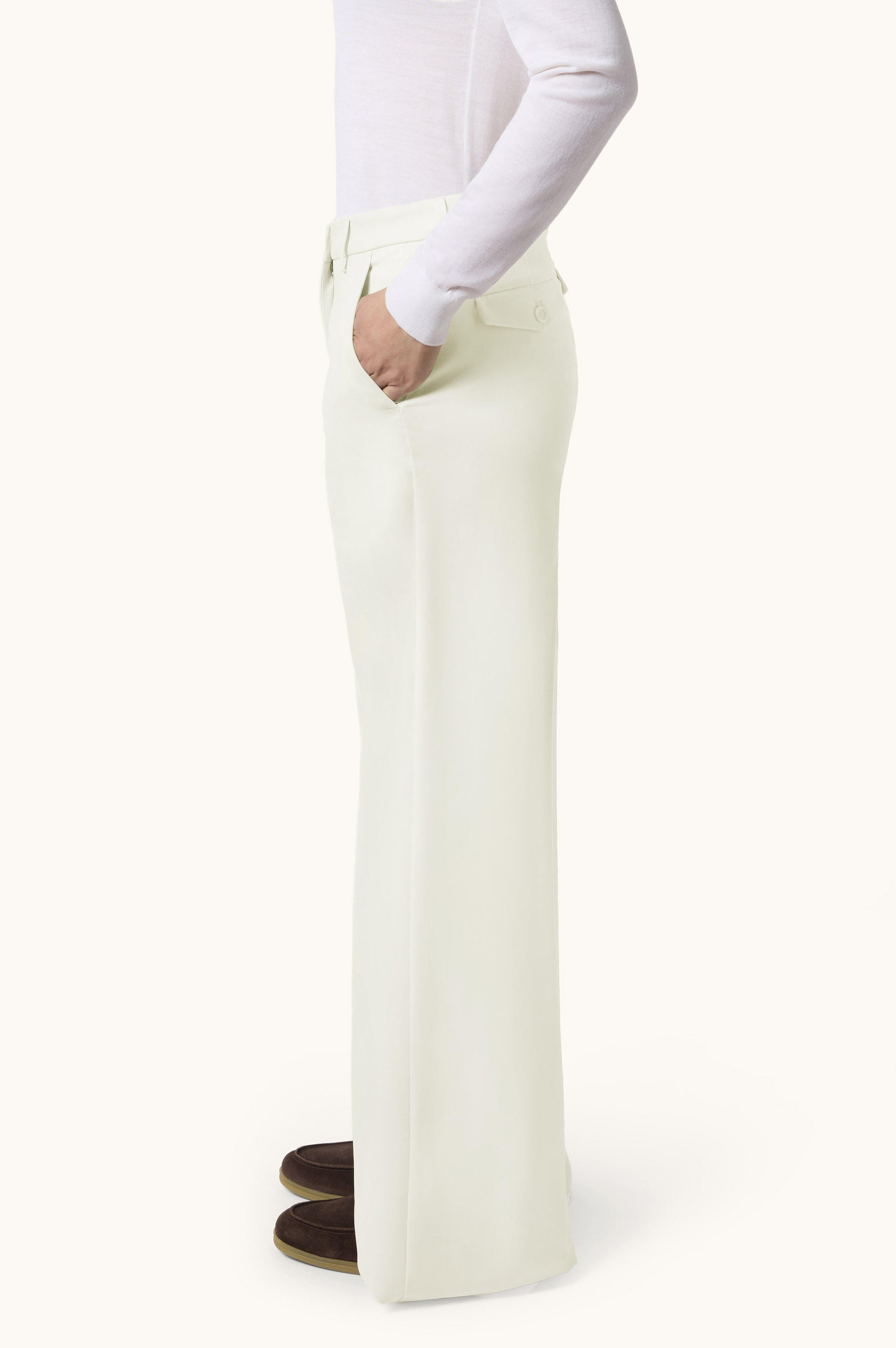 Stretch Cotton Twill Palazzo Trousers image number 4