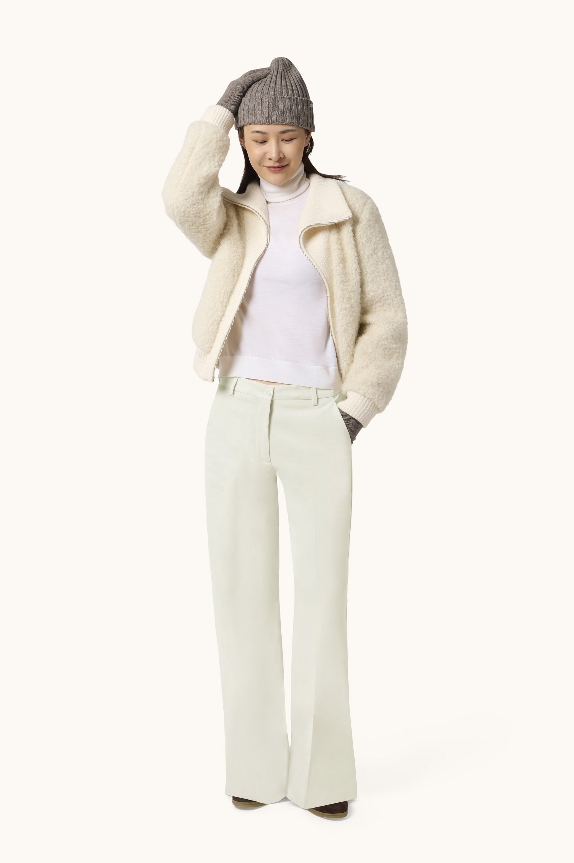 Stretch Cotton Twill Palazzo Trousers image number 2