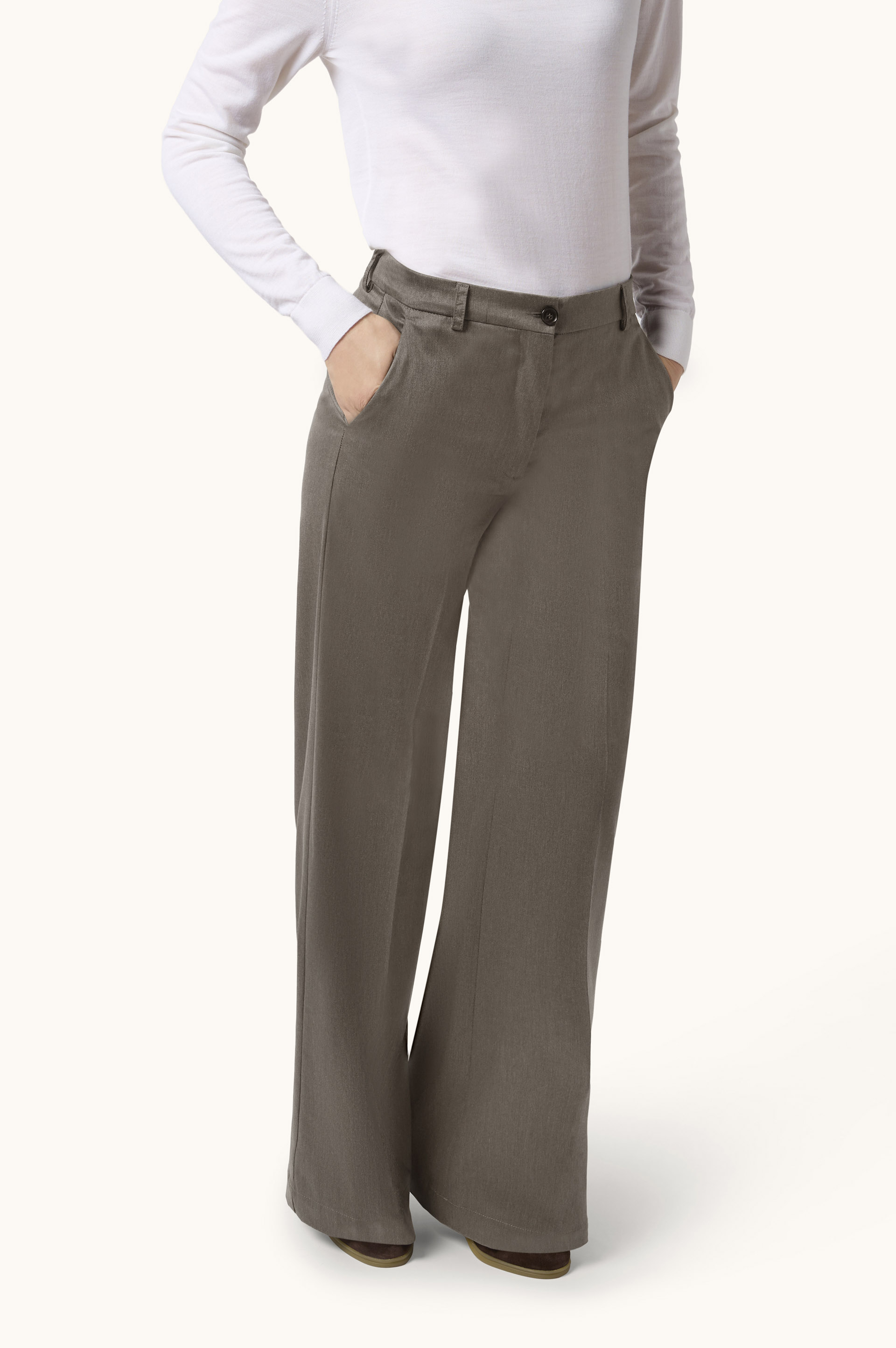 Palazzo Trousers in Wool Blend Twill image number 0