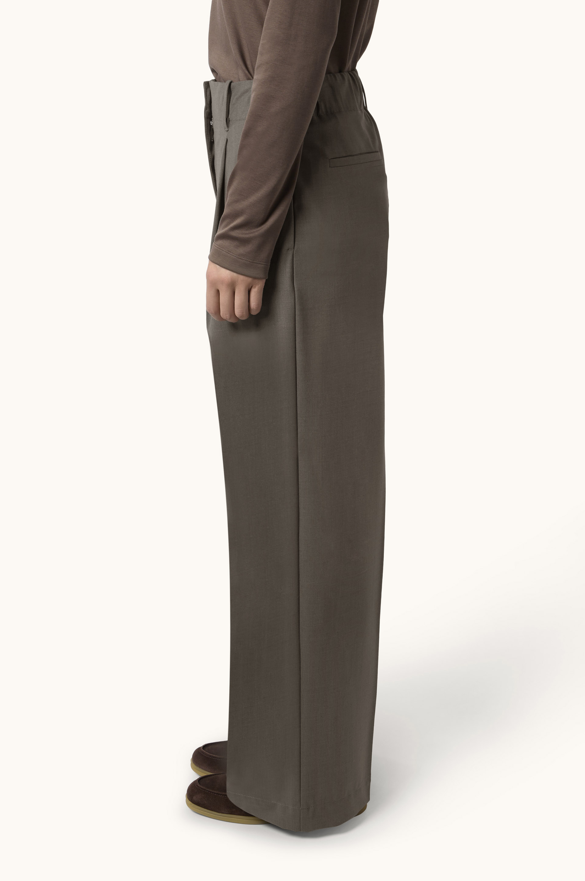 Pleated Palazzo Trousers in Tech Wool image number 5