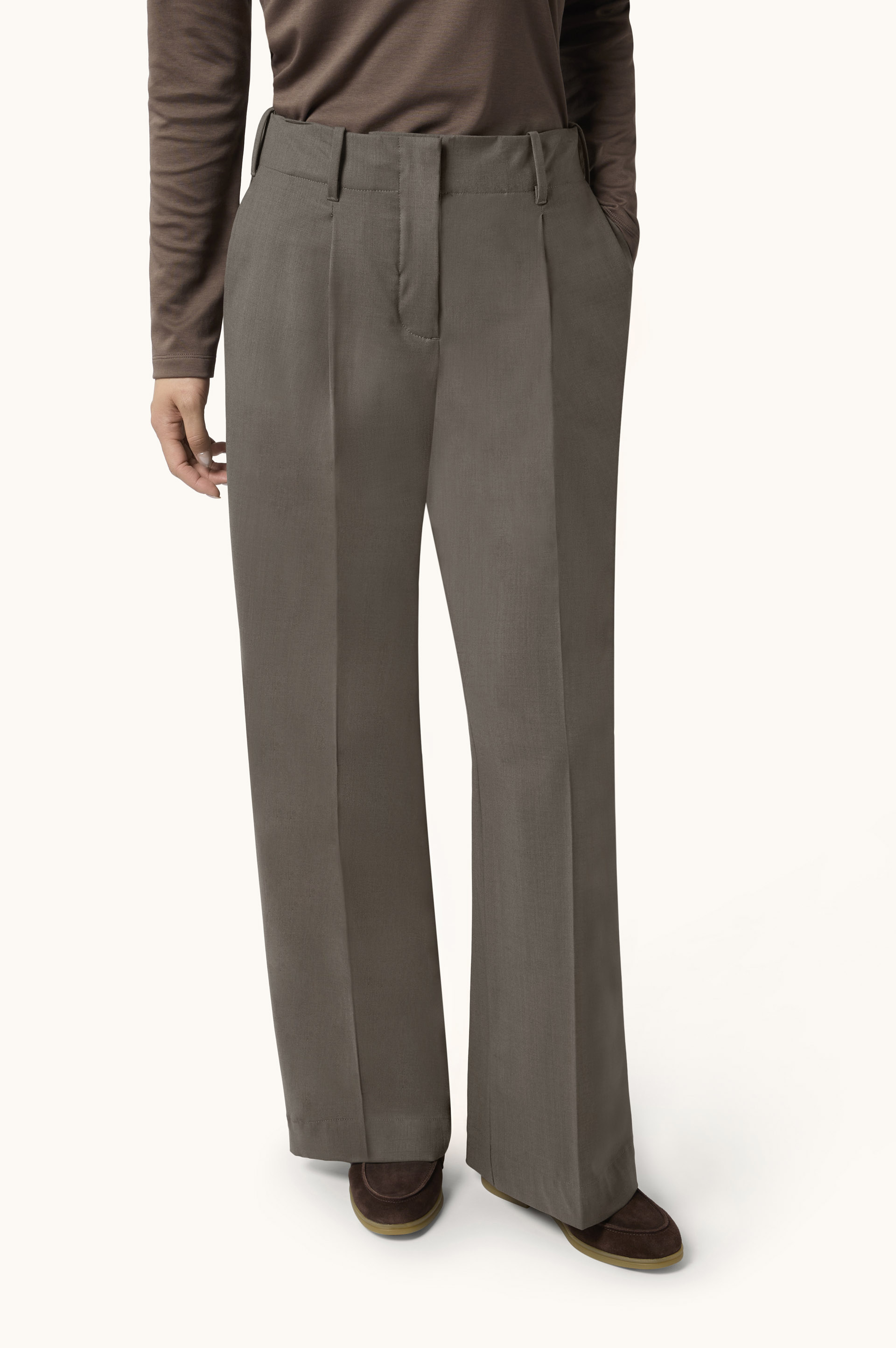 Pleated Palazzo Trousers in Tech Wool image number 0