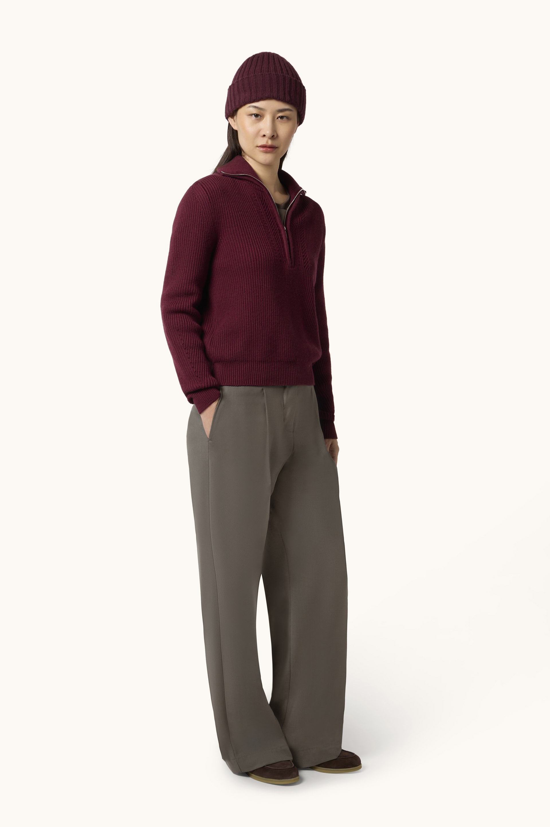 Pleated Palazzo Trousers in Tech Wool image number 2