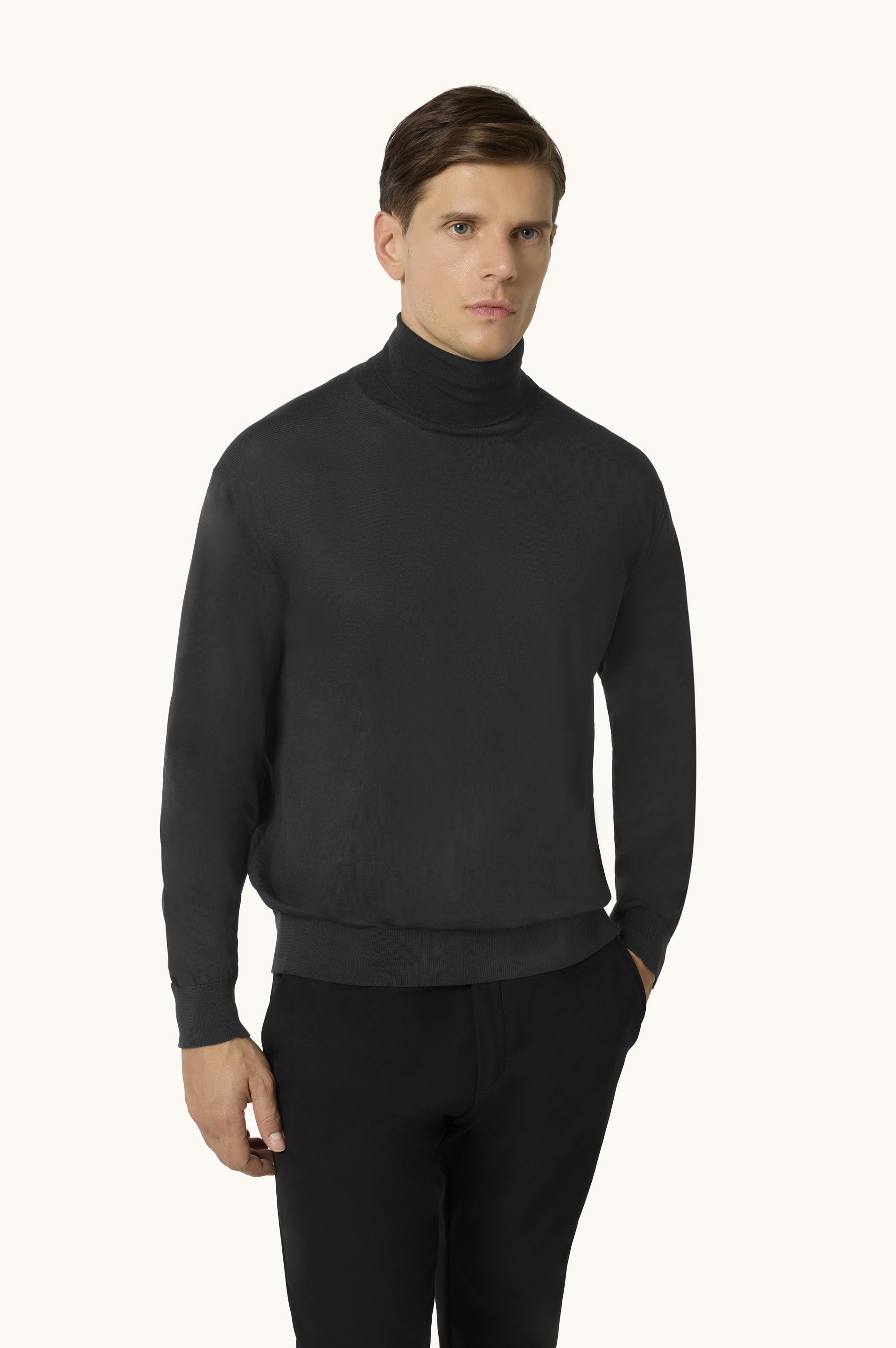 Superfine 140's Merino Wool Turtleneck Sweater image number 0