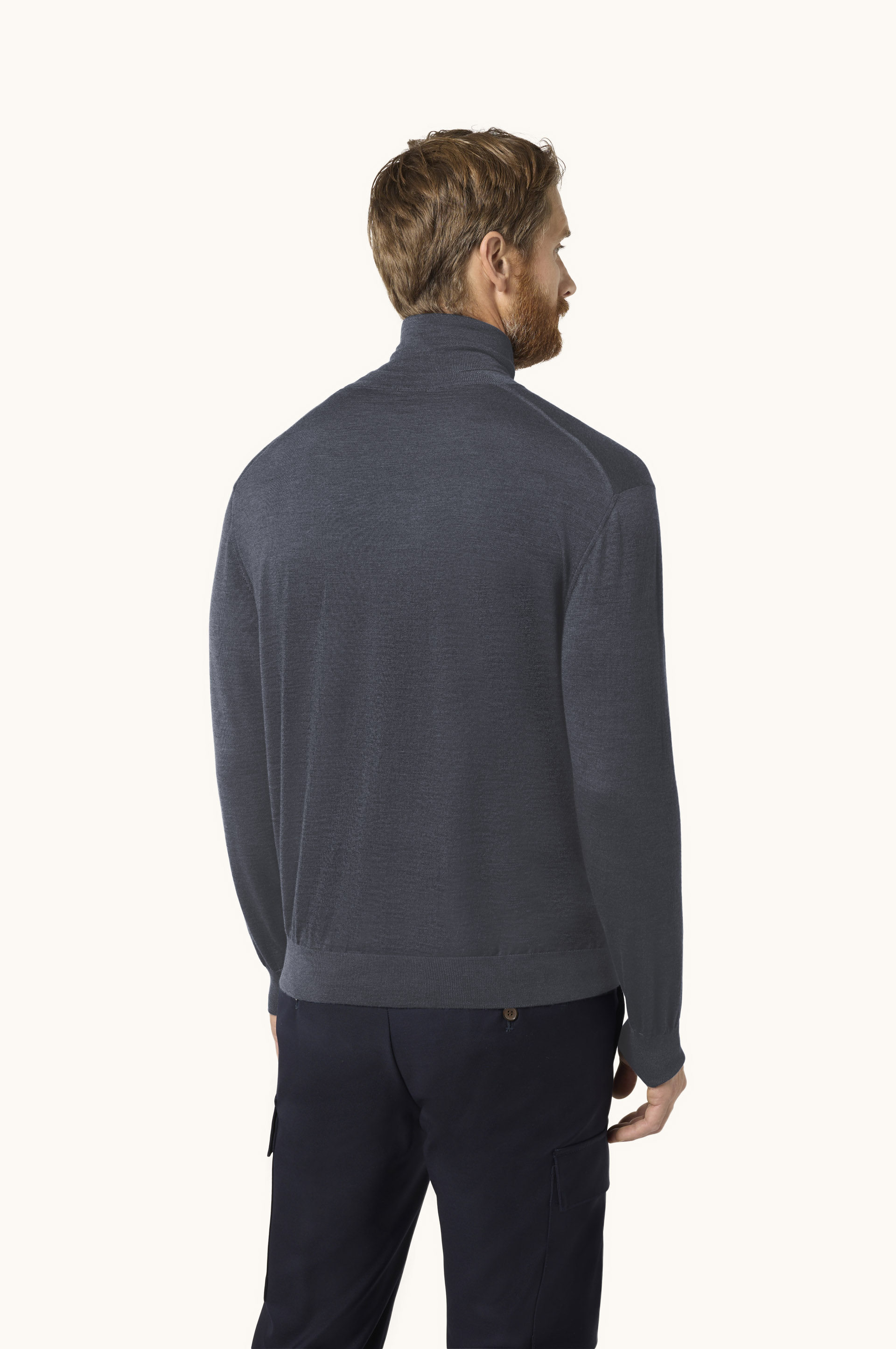 Superfine 140's Merino Wool Turtleneck Sweater image number 3