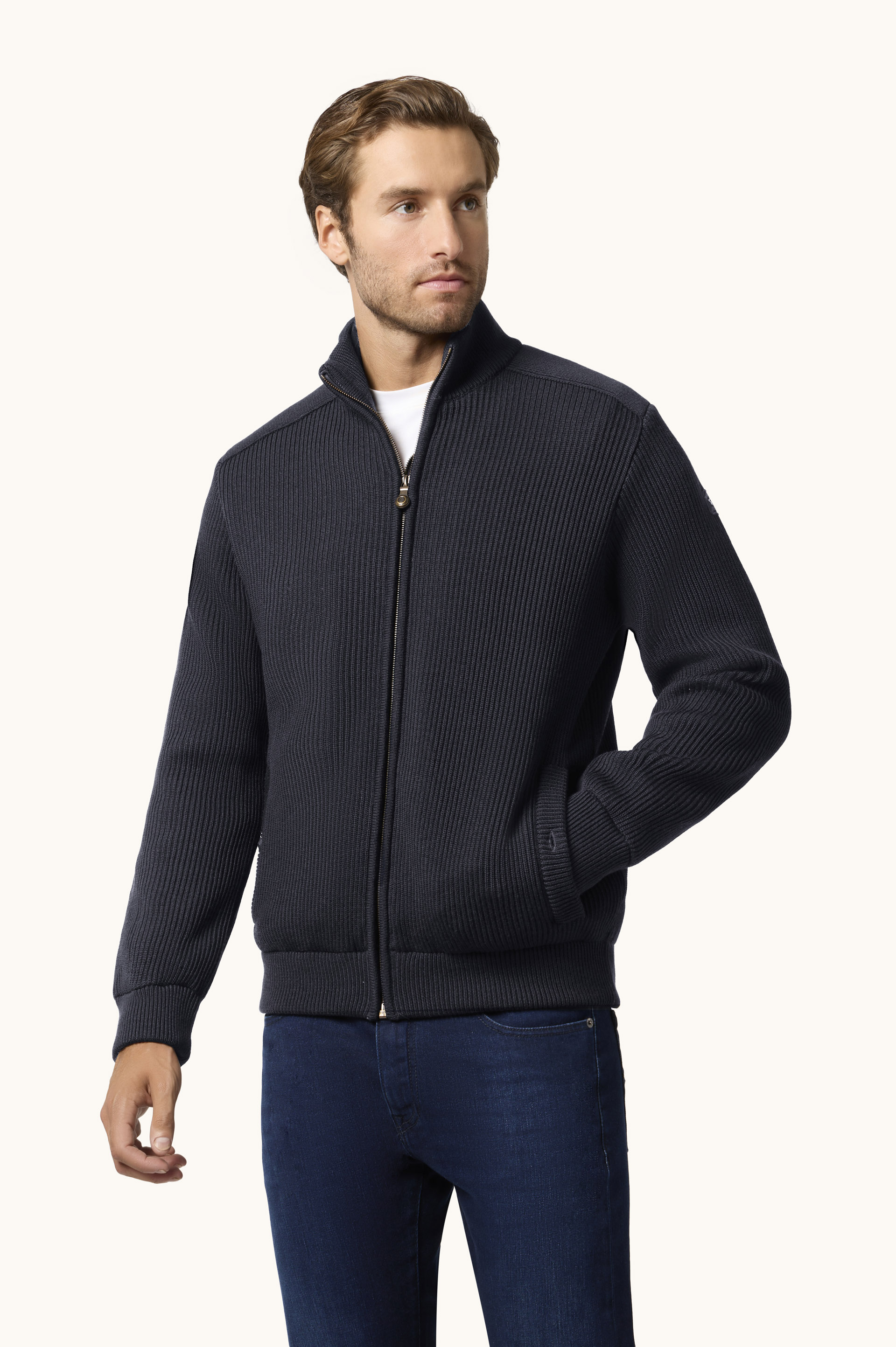 Cardigan zip-up in lana soft Cool Touch image number 0