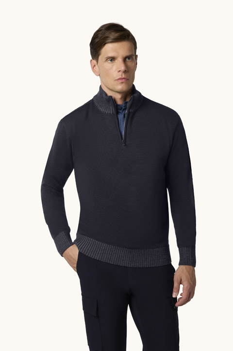Soft Cool Touch wool half zip sweater