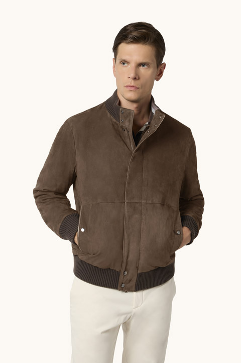 Blouson bomber en daim Aqualeather