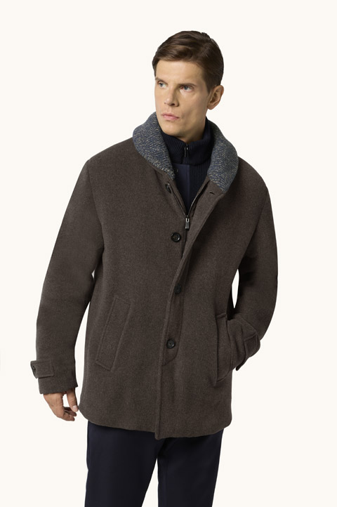 Car coat en laine et cachemire