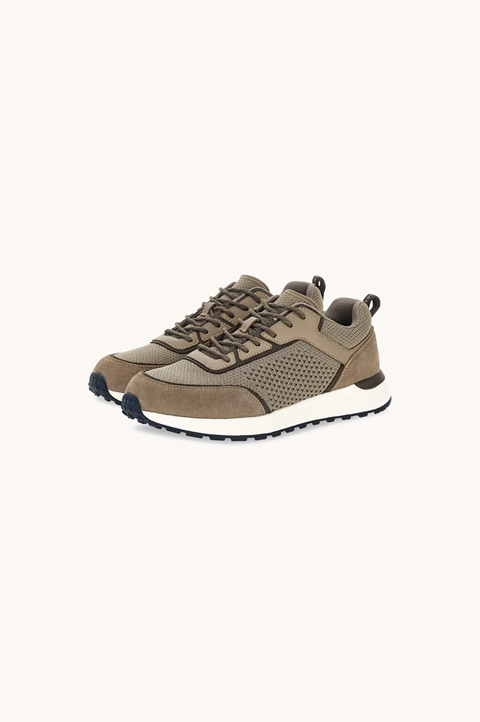 Knit and Leather Sneakers