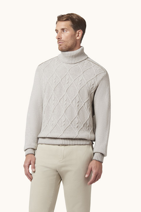Jersey de cuello alto en lana y cachemira