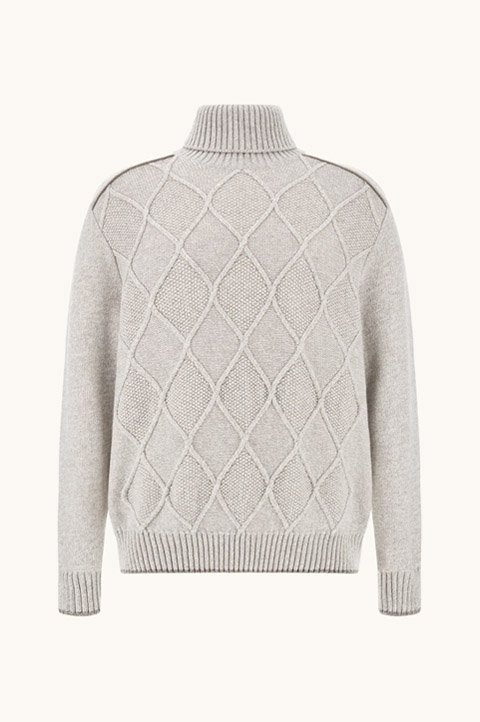 Pull col roul&eacute; en laine et cachemire