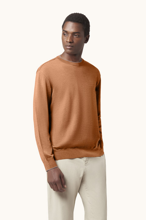 Wool and silk crewneck with contrast trim