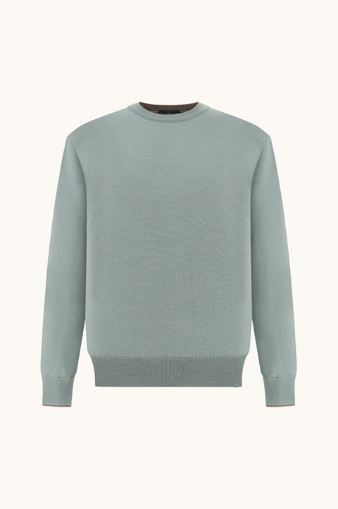 Wool and silk crewneck with contrast trim