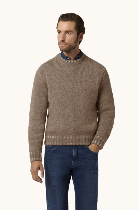 Jersey de cuello redondo en fino hilo de lama