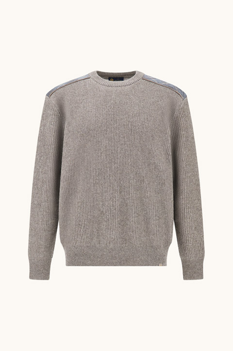 Wool and Cashmere Crewneck Sweater with Wool and Silk Details