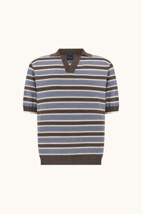 Striped Wool and Silk Polo