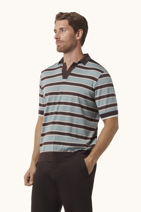 Striped Wool and Silk Polo