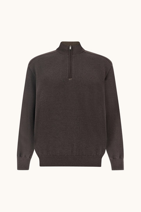 Summer Wool Half-Zip Sweater with Wool and Silk Inserts