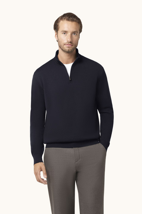 Half-Zip-Pullover aus Wolle und Kaschmir