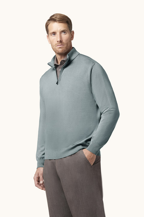 Half-zip sweater in wool and cashmere