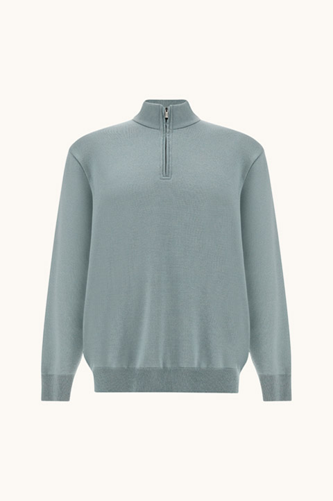 Half-zip sweater in wool and cashmere