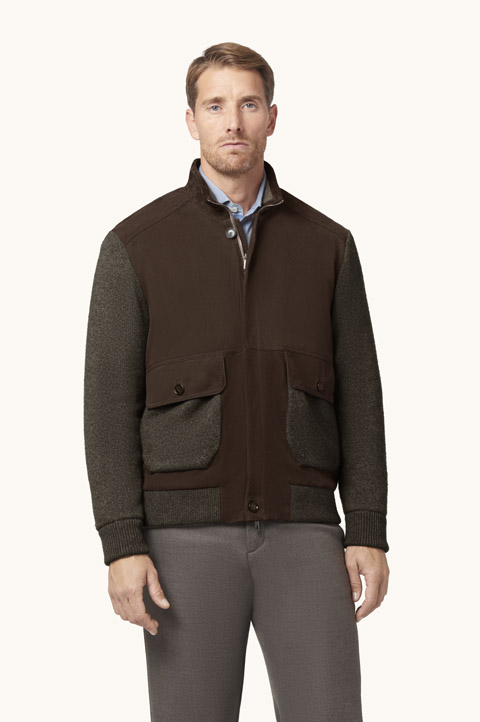 Blouson in wool, cashmere and Aqualeather suede