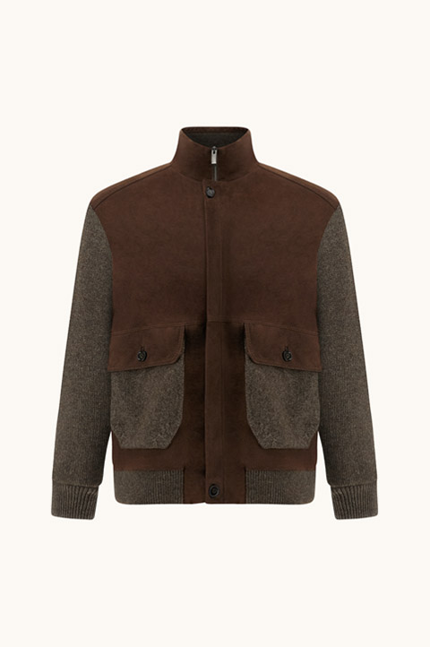 Blouson in wool, cashmere and Aqualeather suede