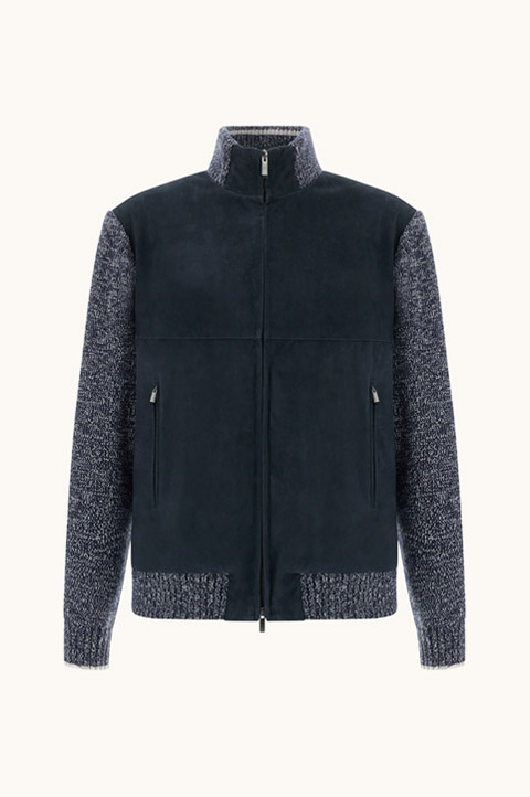 Blouson en laine, cachemire et su&egrave;de Aqualeather