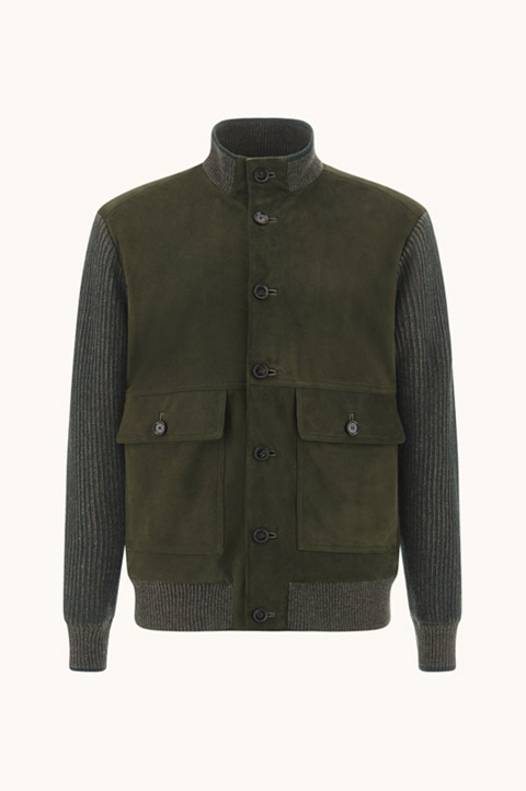 Blouson in wool, cashmere and Aqualeather suede