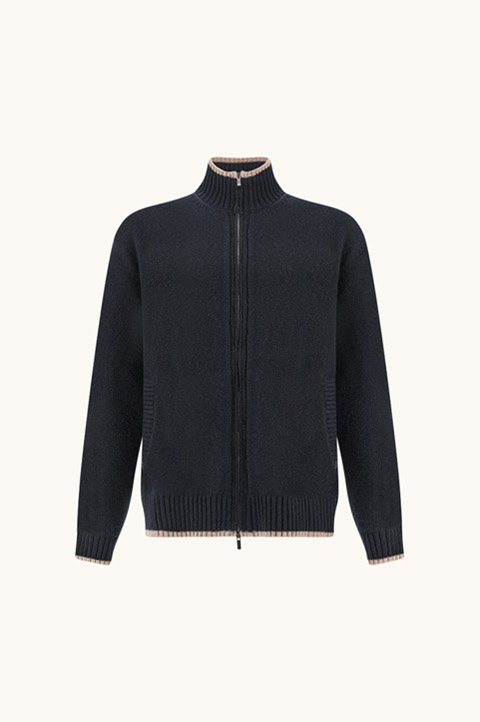 Zip-up cashmere cardigan