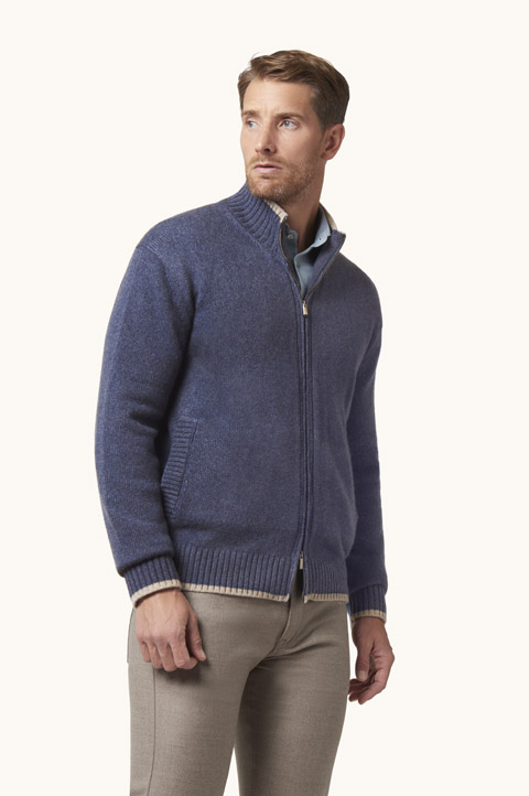 Zip-up cashmere cardigan